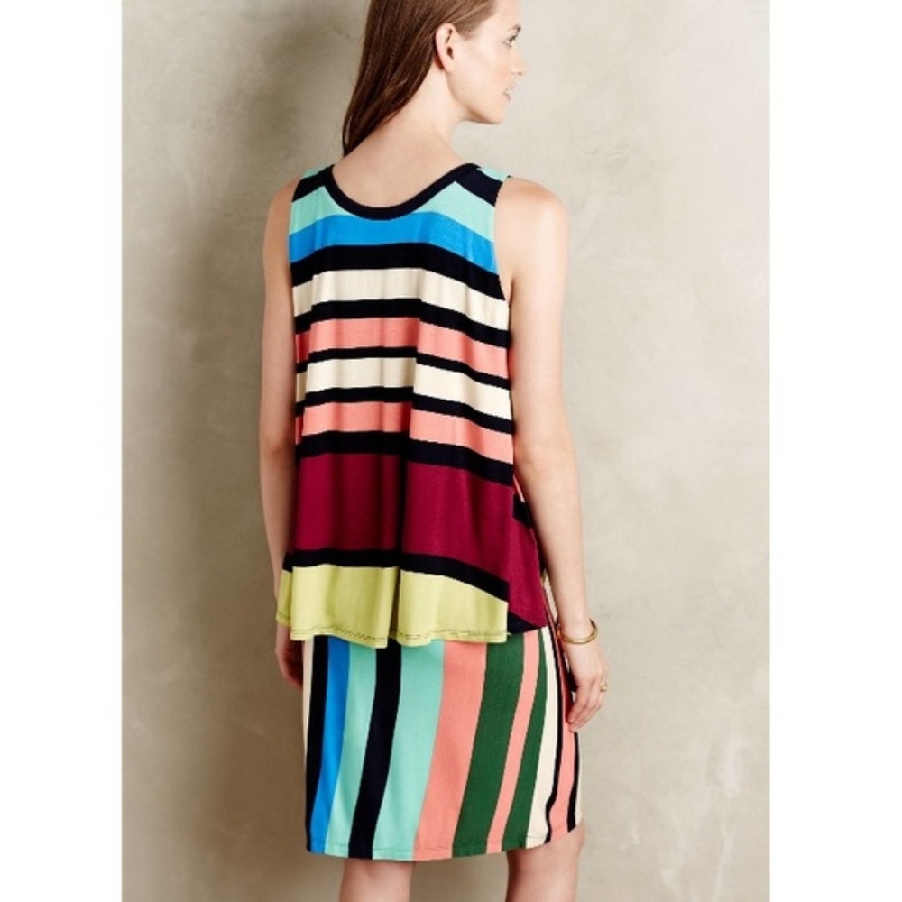 Anthro Maeve Layered Davina Dress Striped Swing - Picture 2 of 5